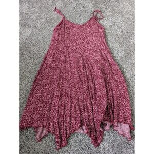 Lily Rose Womens Burgundy Mandala Print Handkerchief Hem Sundress Dress Small